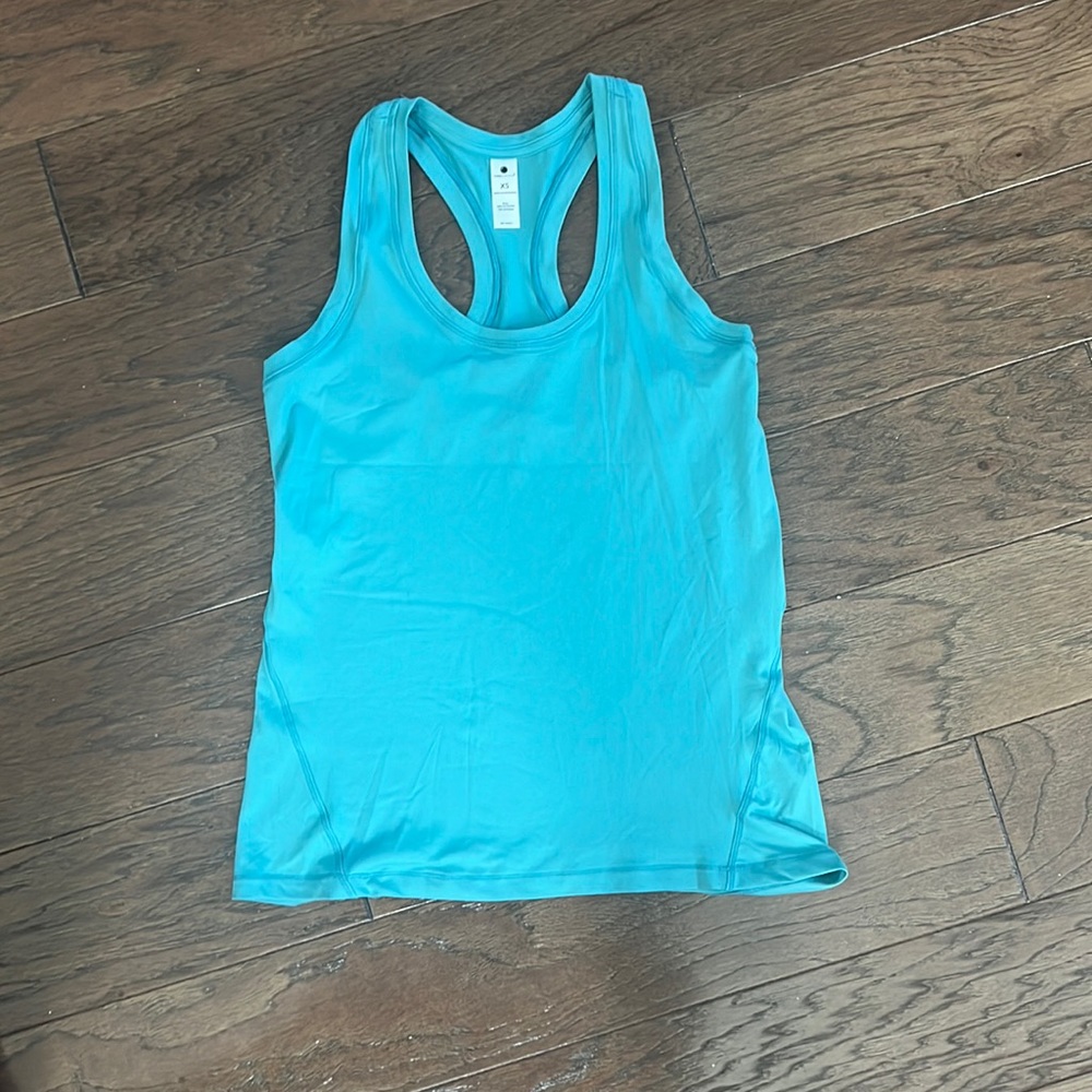 Blue tank top good for yoga or working out